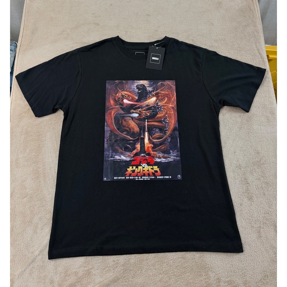 Godzilla vs King Ghidorah T-Shirt Men L Black 1991 Movie Poster Graphic 4 NEW DM